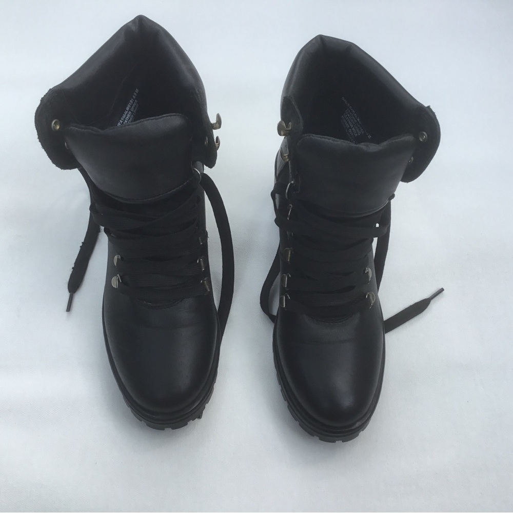 Steve Madden Black Combat Boots Classic Design Galway - Picture 6 of 9